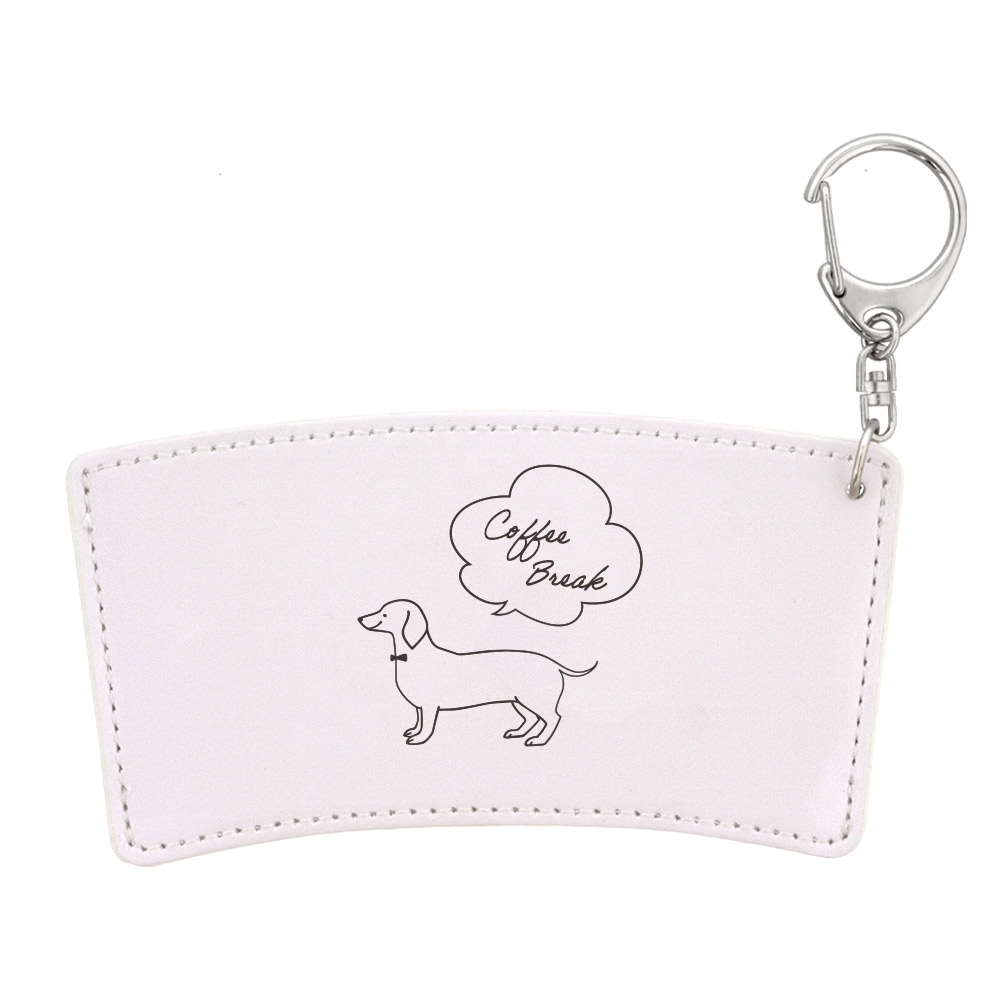 デザイン カップスリーブ 合皮レザー製 ホワイト 犬（いぬ）