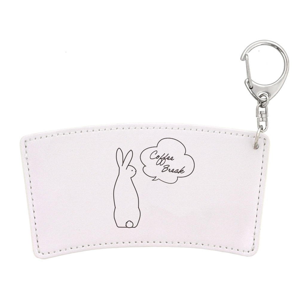 デザイン カップスリーブ 合皮レザー製 ホワイト うさぎ