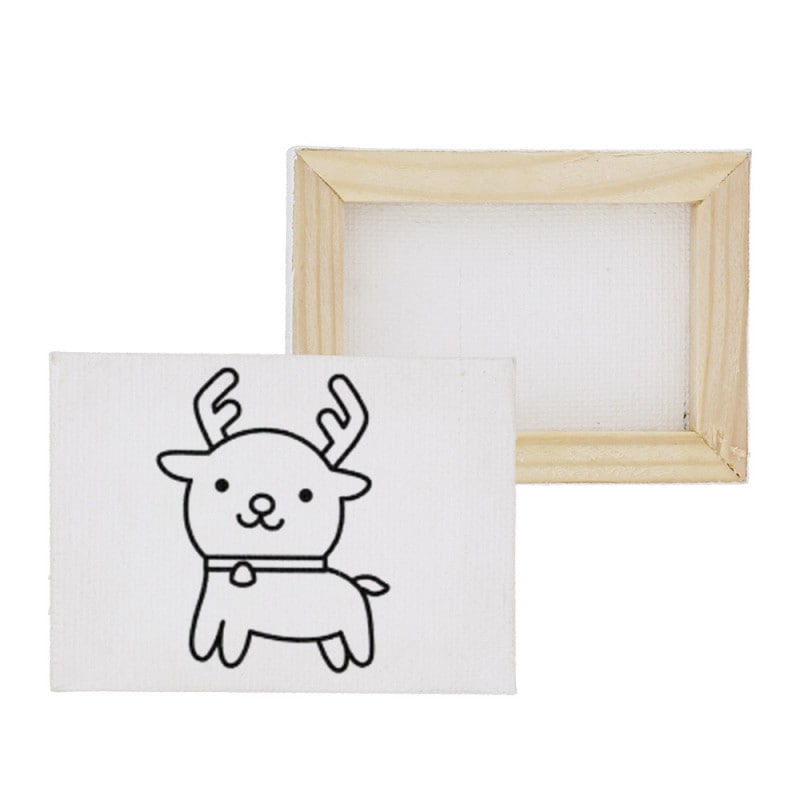 クリスマス 塗り絵 ミニキャンバス 50×70mm トナカイ 横向き