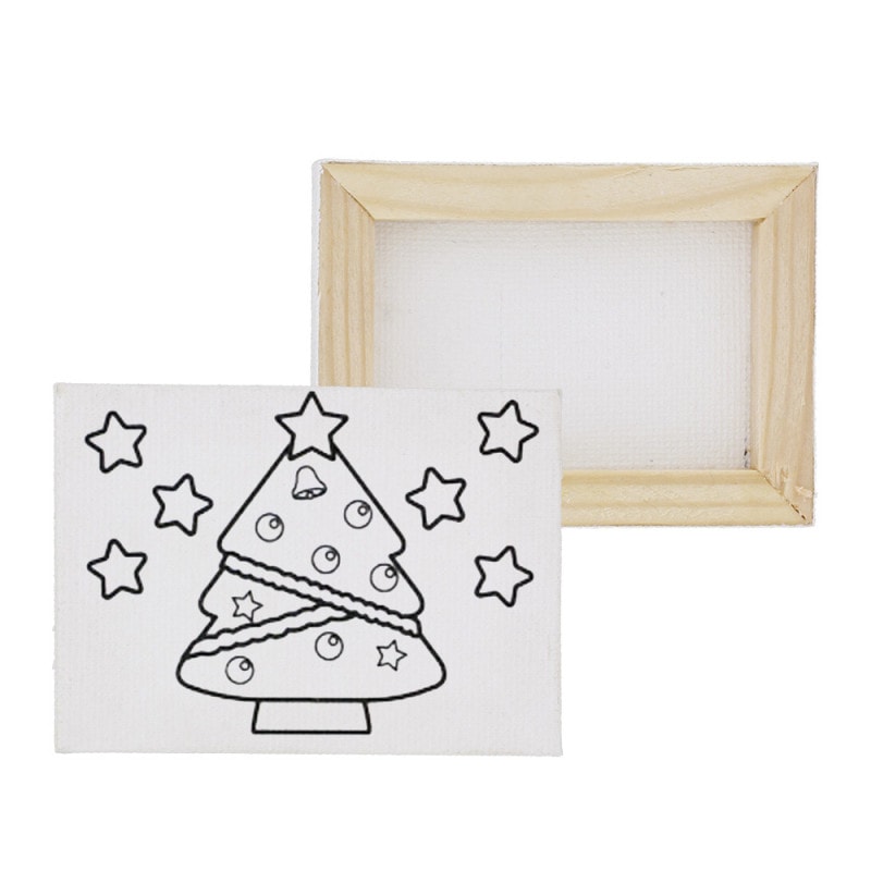 クリスマス 塗り絵 ミニキャンバス 50×70mm ツリー 横向き
