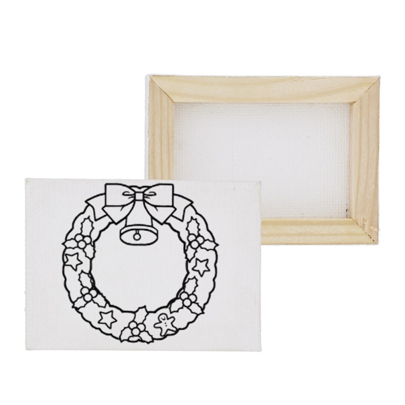 クリスマス 塗り絵 ミニキャンバス 50×70mm リース 横向き
