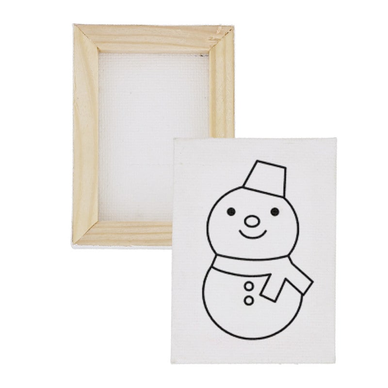 クリスマス 塗り絵 ミニキャンバス 50×70mm 雪だるま 縦向き