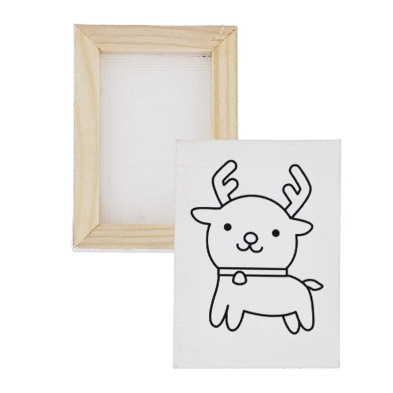 クリスマス 塗り絵 ミニキャンバス 50×70mm トナカイ 縦向き