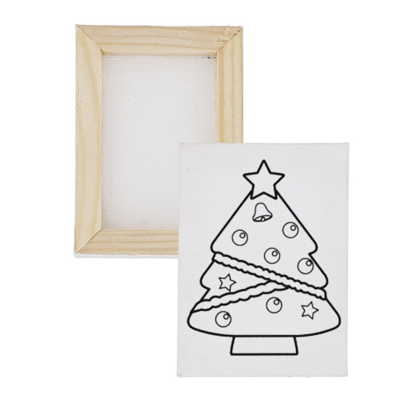 クリスマス 塗り絵 ミニキャンバス 50×70mm ツリー 縦向き