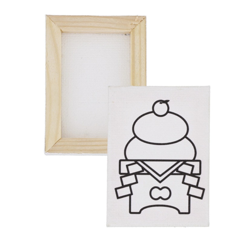 お正月 塗り絵 ミニキャンバス 50×70mm 鏡もち