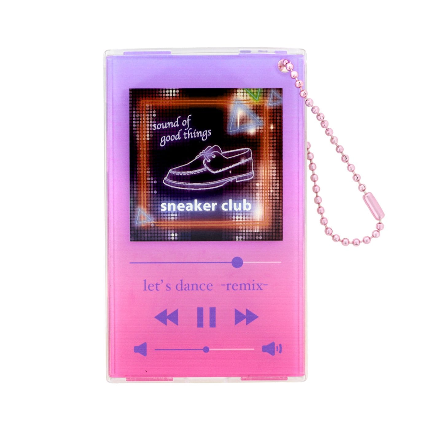 PCクリアパスケース 音楽プレイヤー風 ボールチェーン＆中紙付き ピンク