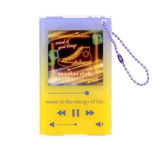 PCクリアパスケース 音楽プレイヤー風 ボールチェーン＆中紙付き イエロー