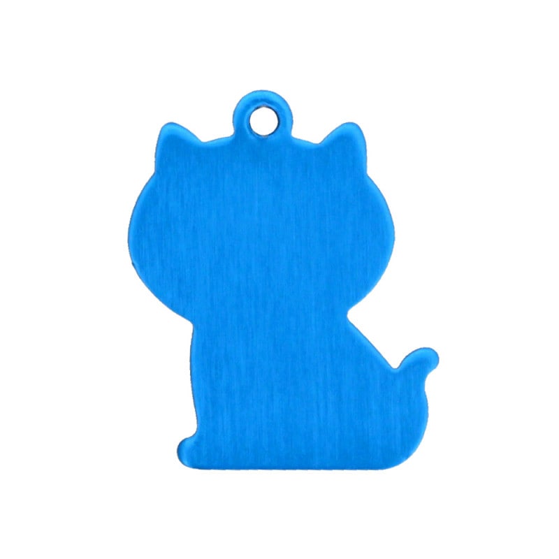 ◆ちっちゃ可愛いプレートチャーム◆ アルミパーツ ネコ型 ブルー