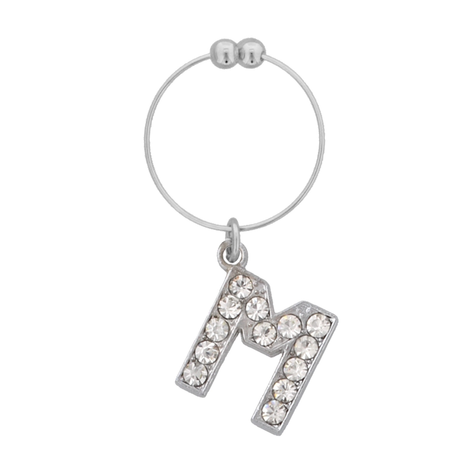 グラスマーカー イニシャルチャーム 台紙入り シルバー PE128 （M