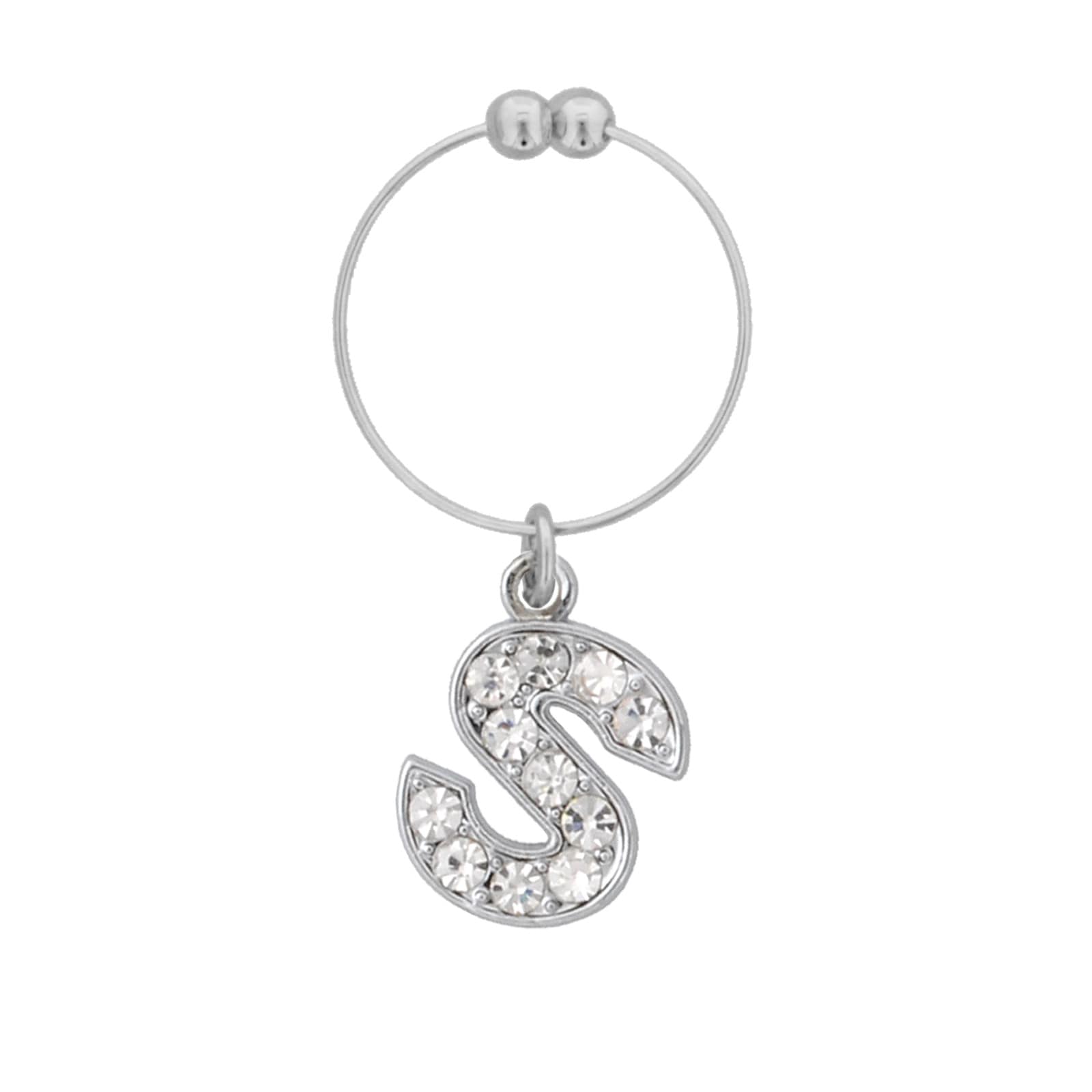 CANTA Vivace限定販売グラス＆シルバーリングおまけプレート グラスマーカー イニシャルチャーム 台紙入り シルバー PE128 （S