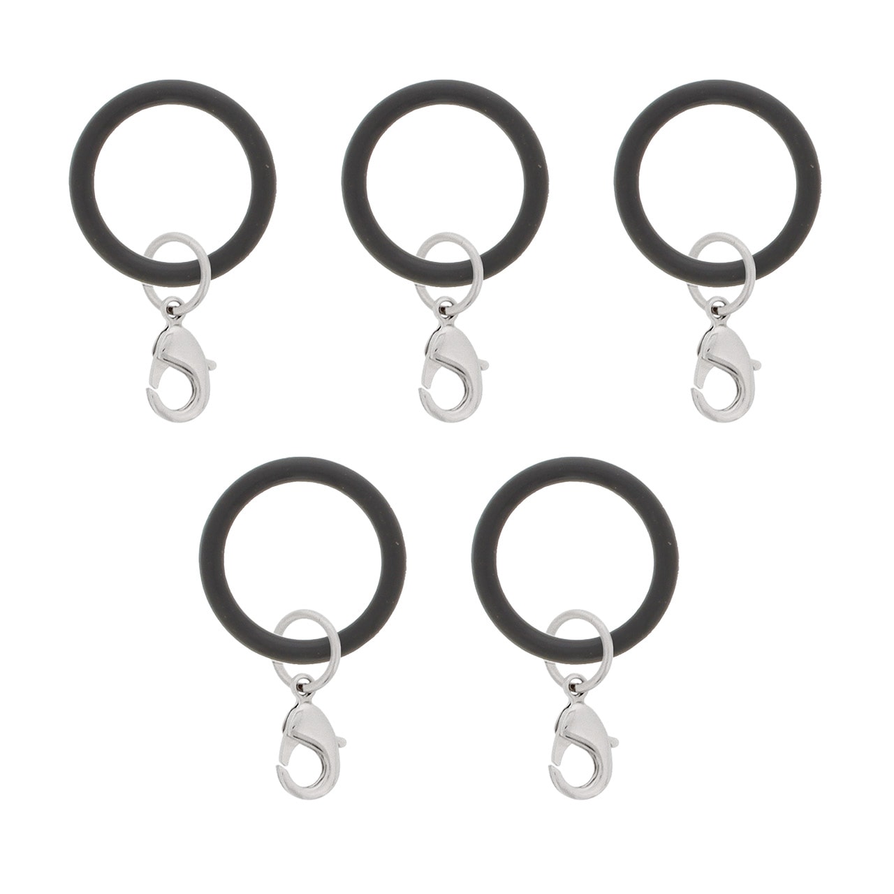 アンブレラマーカー 持ち手タイプ カニカンフック付き シルバー 5個セット ブラック【ネット限定販売】