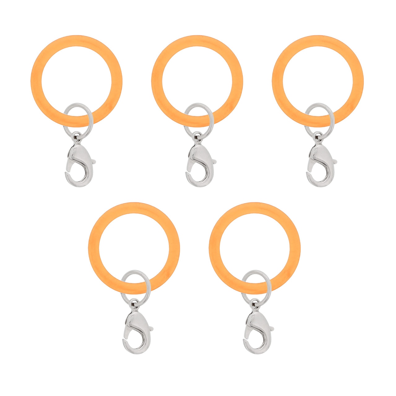 アンブレラマーカー 持ち手タイプ カニカンフック付き シルバー 5個セット オレンジ