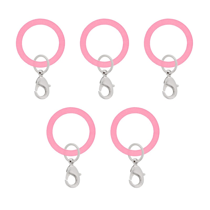 アンブレラマーカー 持ち手タイプ カニカンフック付き シルバー 5個セット ピンク