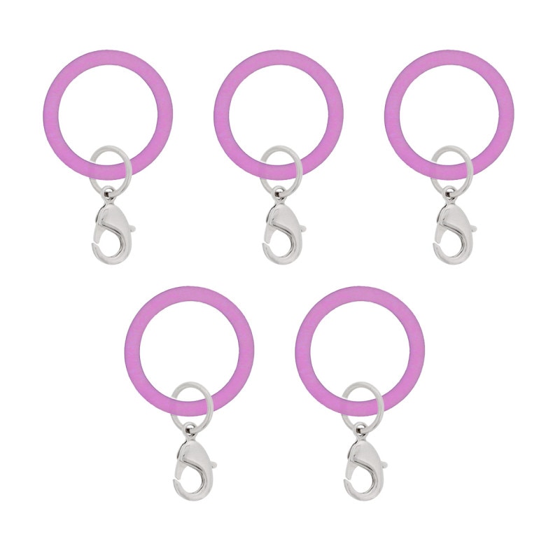 アンブレラマーカー 持ち手タイプ カニカンフック付き シルバー 5個セット パープル