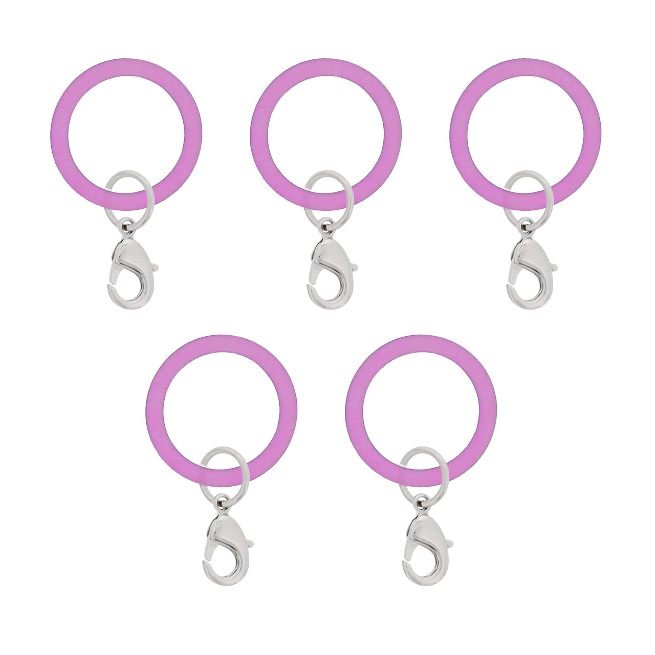 アンブレラマーカー 持ち手タイプ カニカンフック付き シルバー 5個セット パープル