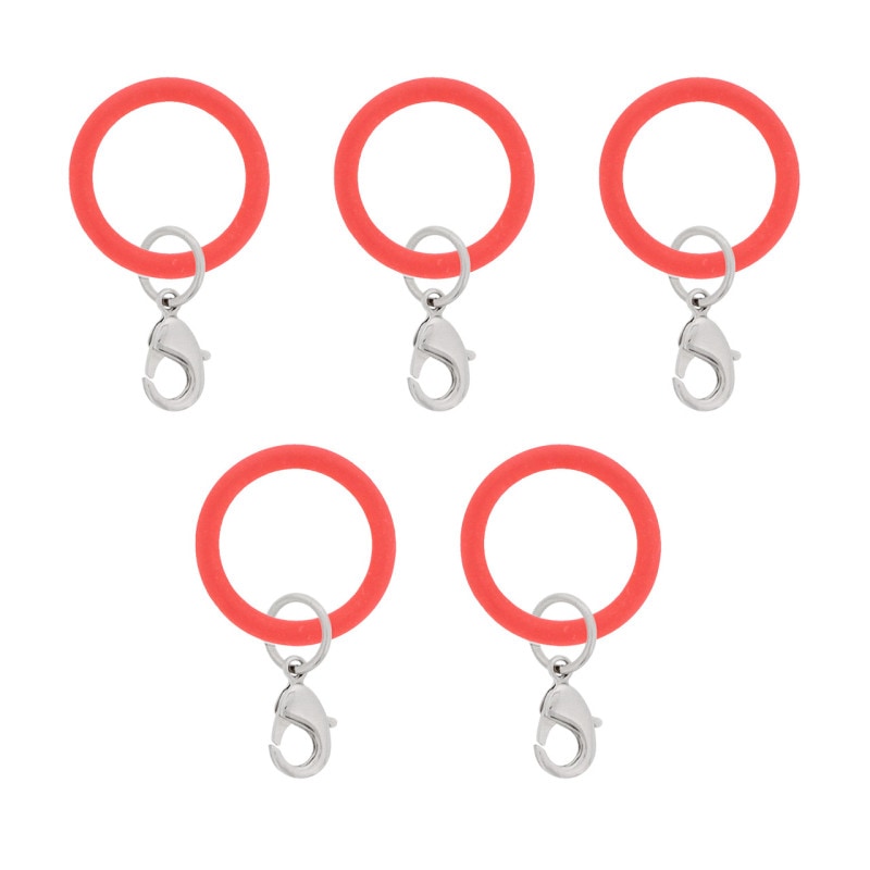 アンブレラマーカー 持ち手タイプ カニカンフック付き シルバー 5個セット レッド【ネット限定販売】