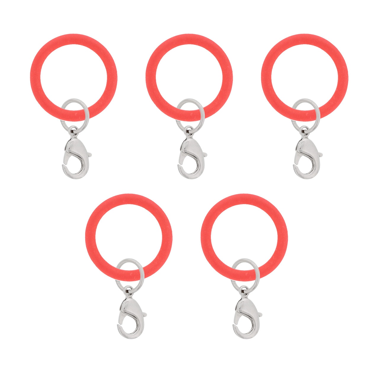 アンブレラマーカー 持ち手タイプ カニカンフック付き シルバー 5個セット レッド【ネット限定販売】