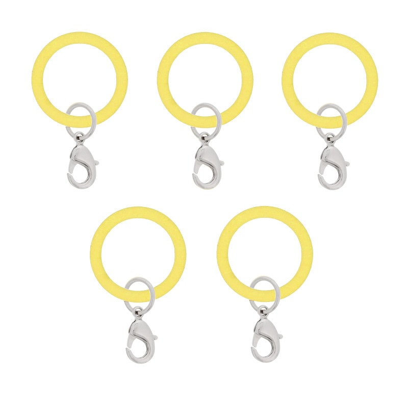 アンブレラマーカー 持ち手タイプ カニカンフック付き シルバー 5個セット イエロー