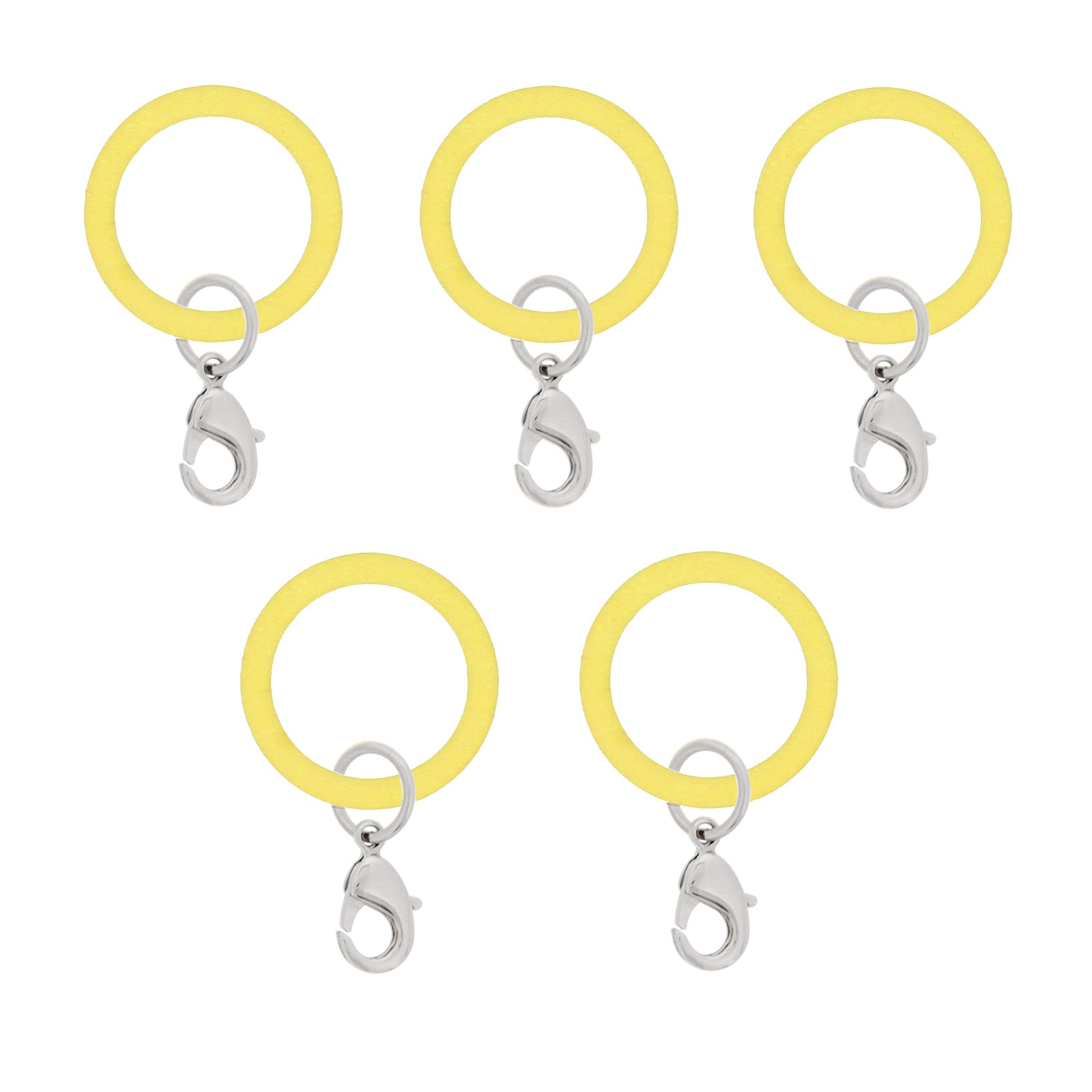 アンブレラマーカー 持ち手タイプ カニカンフック付き シルバー 5個セット イエロー