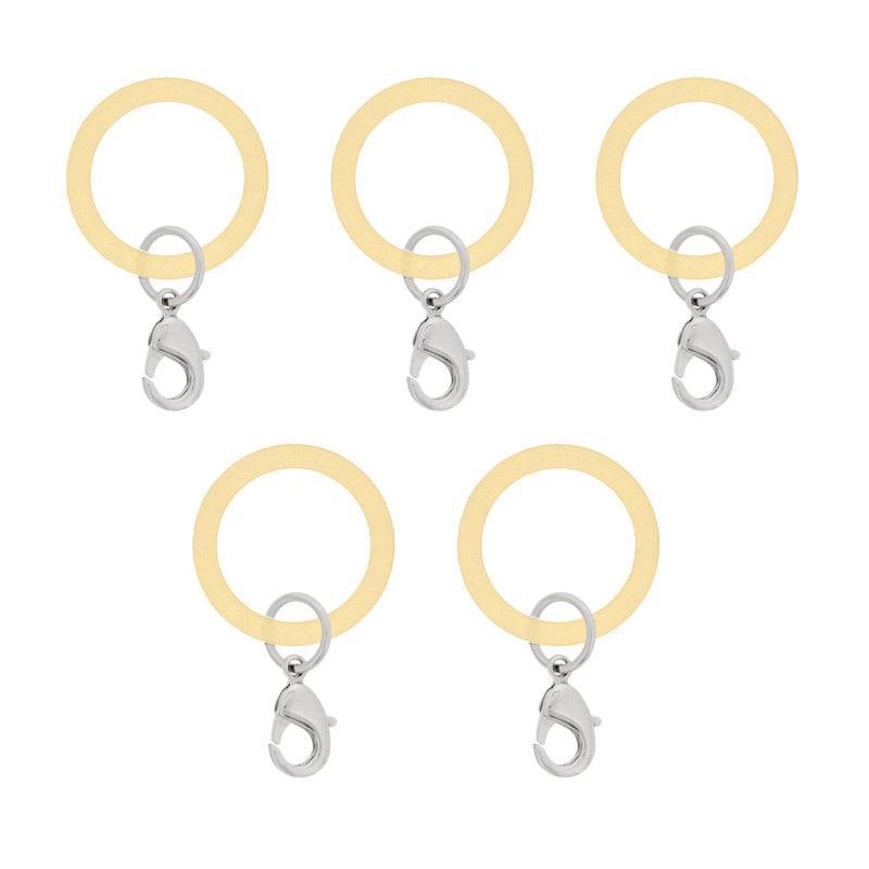 アンブレラマーカー 持ち手タイプ カニカンフック付き シルバー 5個セット クリームイエロー【ネット限定販売】