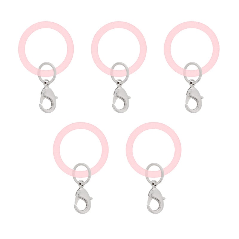 アンブレラマーカー 持ち手タイプ カニカンフック付き シルバー 5個セット ライトピンク【ネット限定販売】