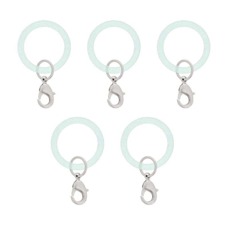 アンブレラマーカー 持ち手タイプ カニカンフック付き シルバー 5個セット ミントグリーン【ネット限定販売】