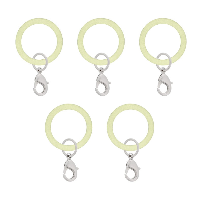 アンブレラマーカー 持ち手タイプ カニカンフック付き シルバー 5個セット イエローグリーン【ネット限定販売】