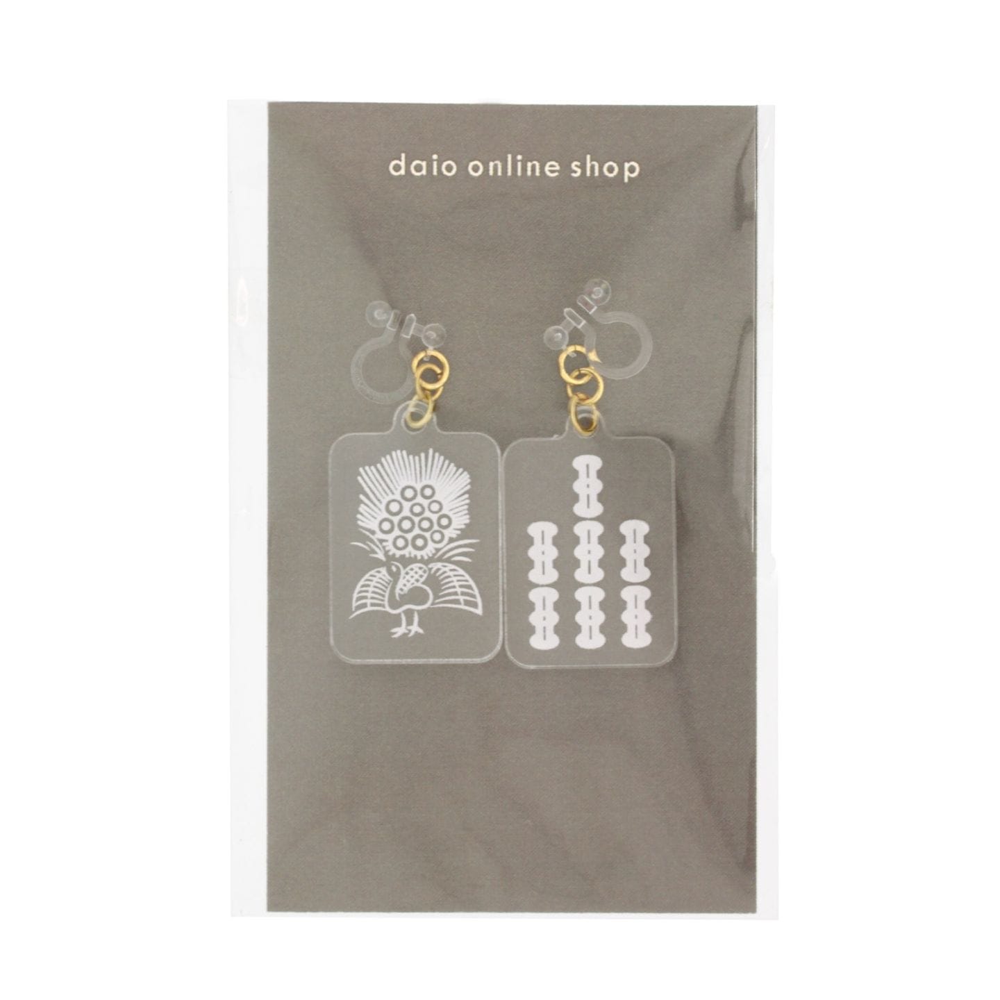 麻雀牌イヤリング 樹脂イヤリング 一索／七索 ホワイト 1ペア（2個組）