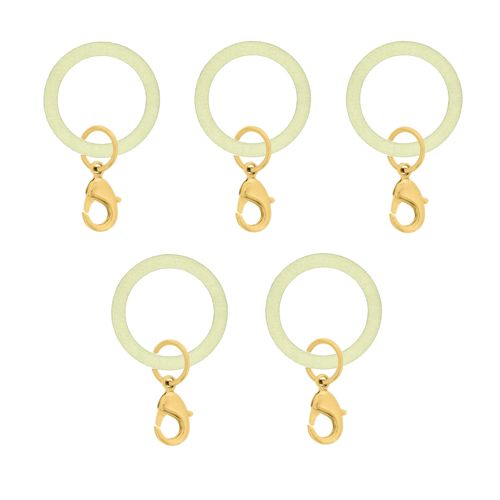 アンブレラマーカー 持ち手タイプ カニカンフック付き ゴールド 5個セット イエローグリーン【ネット限定販売】