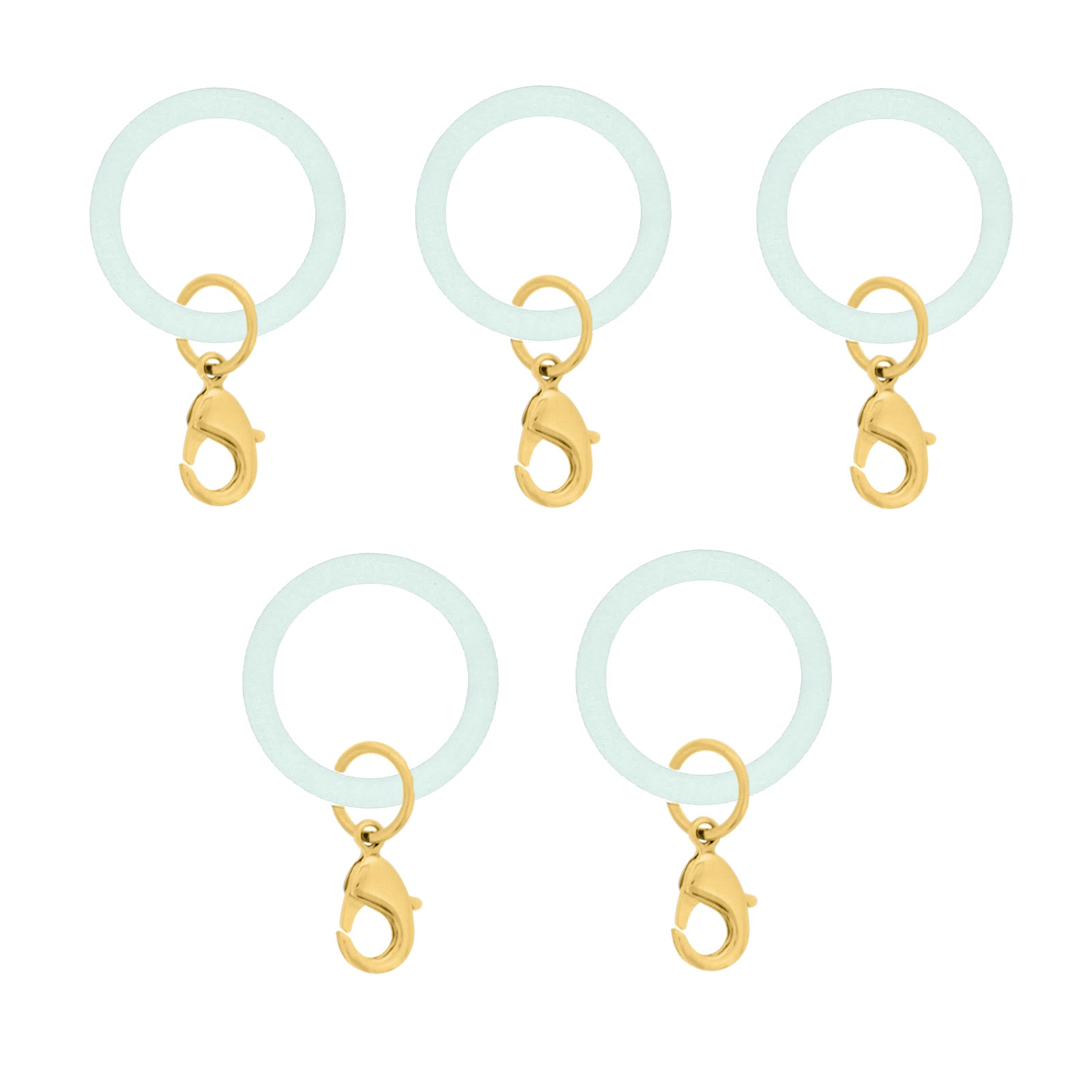 アンブレラマーカー 持ち手タイプ カニカンフック付き ゴールド 5個セット ミントグリーン【ネット限定販売】