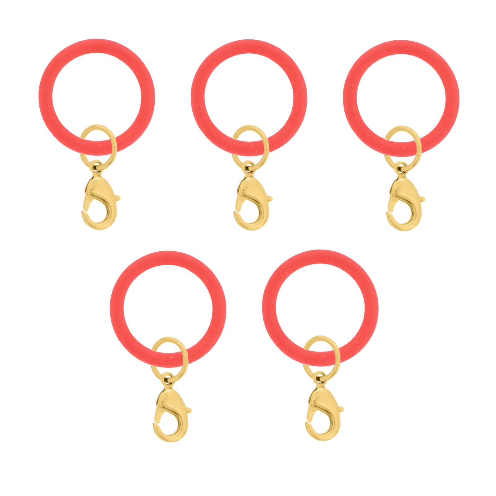 アンブレラマーカー 持ち手タイプ カニカンフック付き ゴールド 5個セット レッド【ネット限定販売】