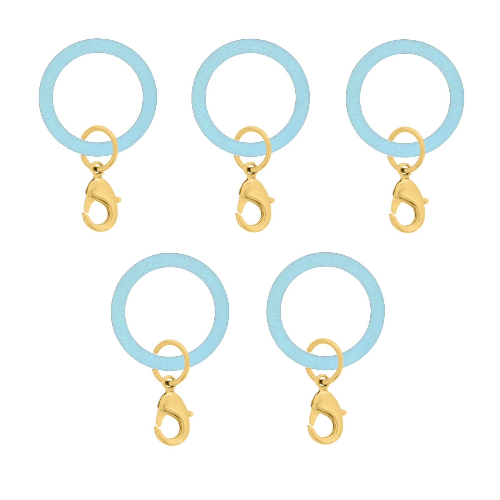 アンブレラマーカー 持ち手タイプ カニカンフック付き ゴールド 5個セット ブルー