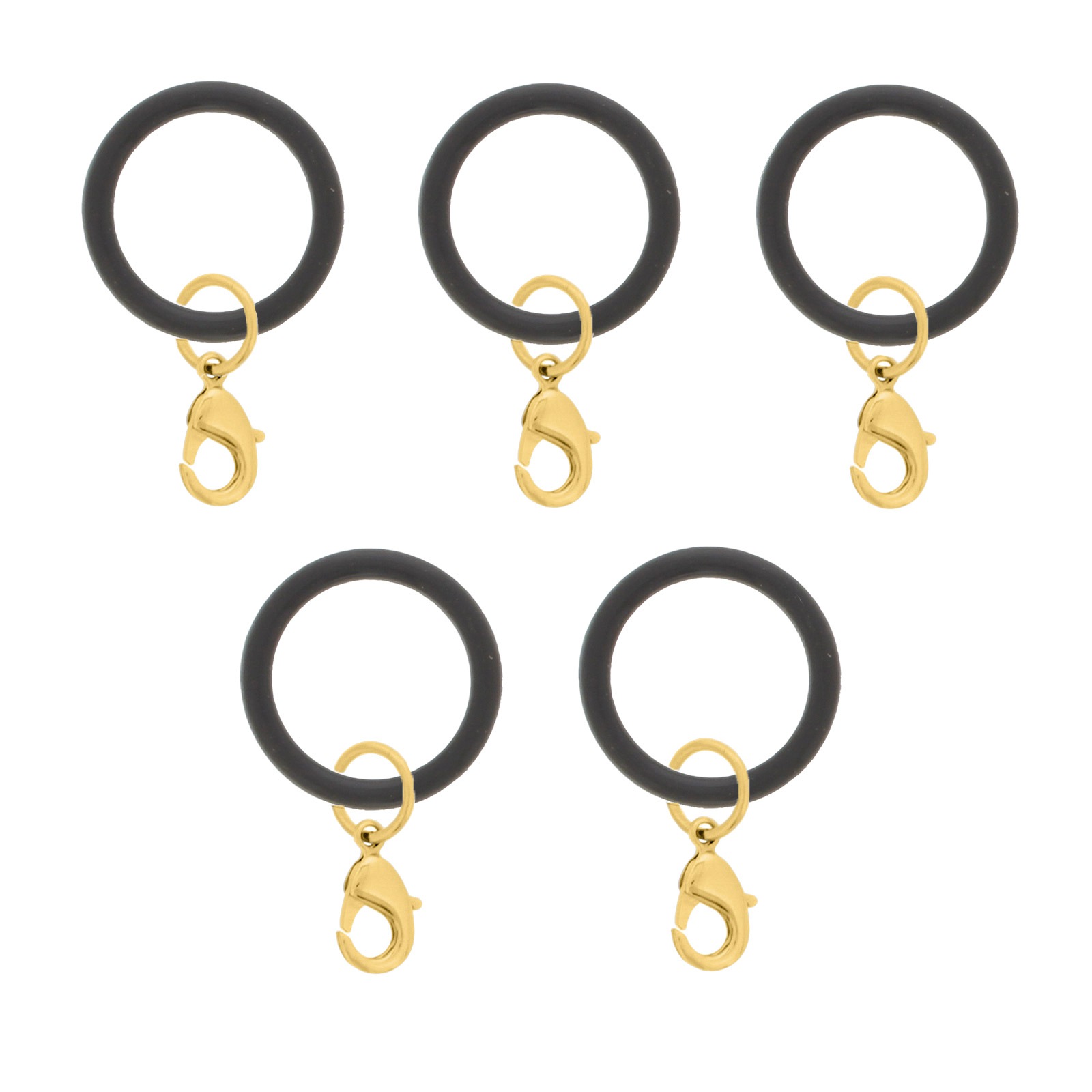 アンブレラマーカー 持ち手タイプ カニカンフック付き ゴールド 5個セット ブラック【ネット限定販売】