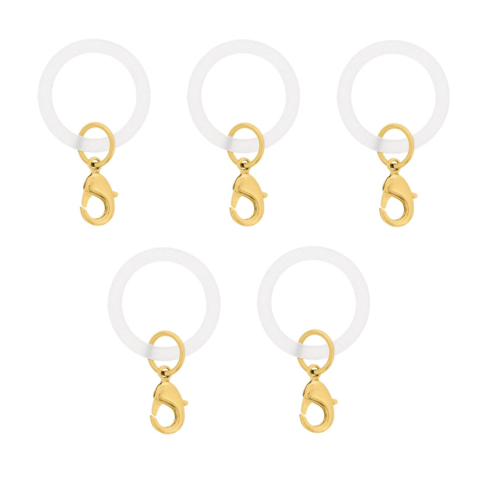 アンブレラマーカー 持ち手タイプ カニカンフック付き ゴールド 5個セット ホワイト