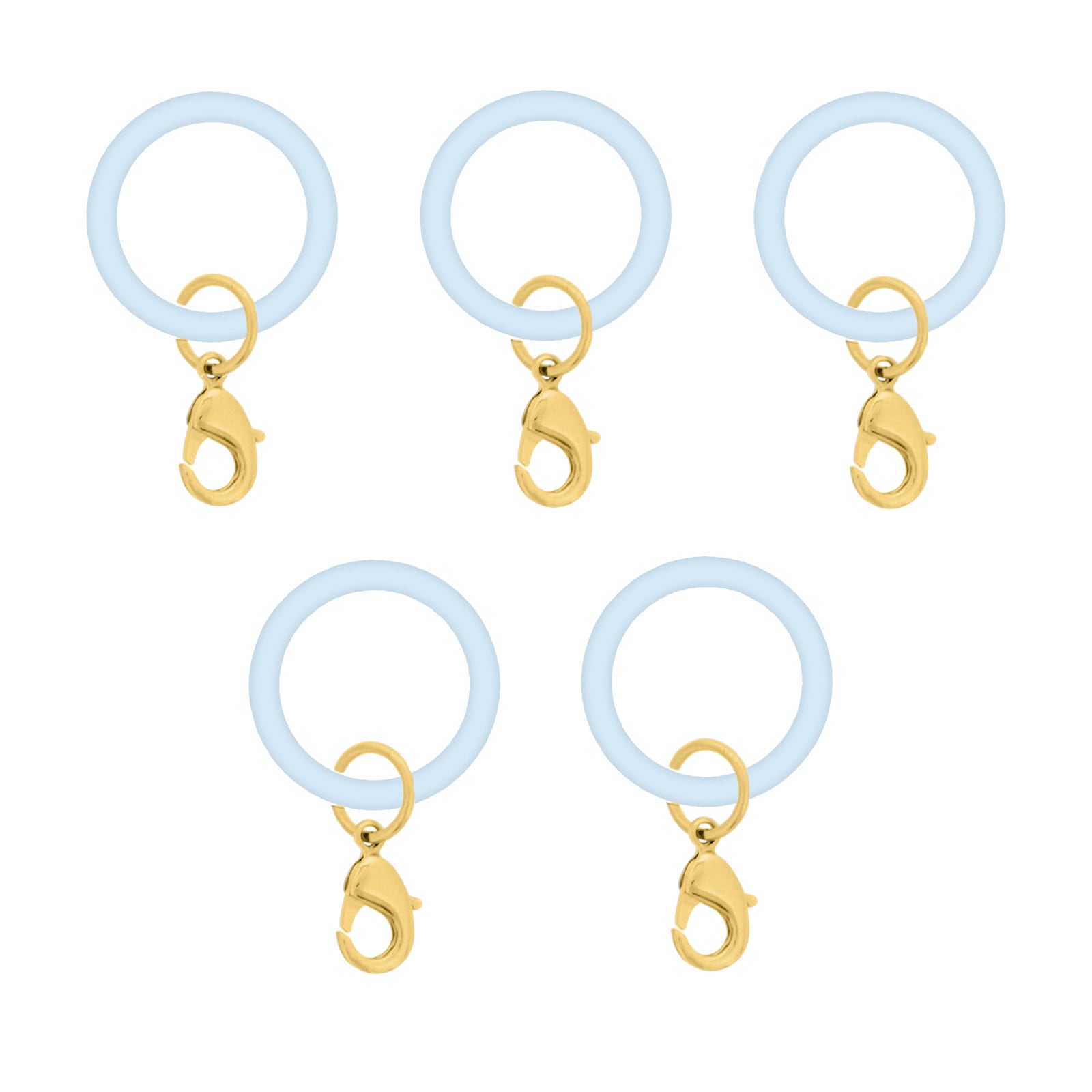 アンブレラマーカー 持ち手タイプ カニカンフック付き ゴールド 5個セット パウダーブルー【ネット限定販売】