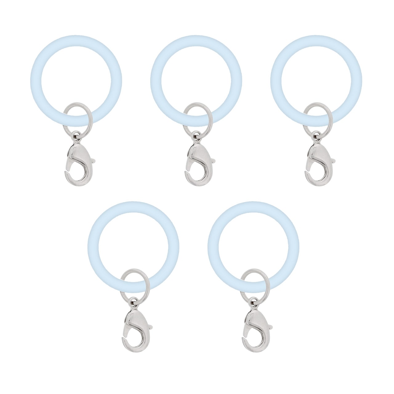 アンブレラマーカー 持ち手タイプ カニカンフック付き シルバー 5個セット パウダーブルー【ネット限定販売】