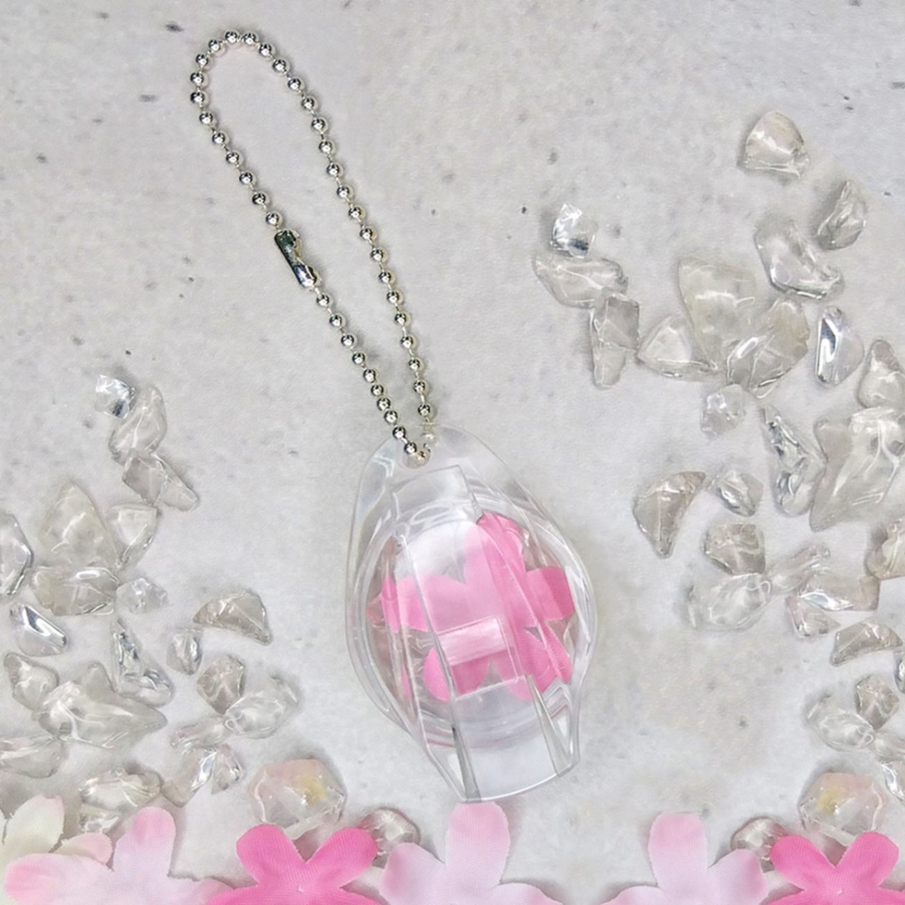 プラスチック（ABS製） ホイッスル ボールチェーン付き クリア 【在庫