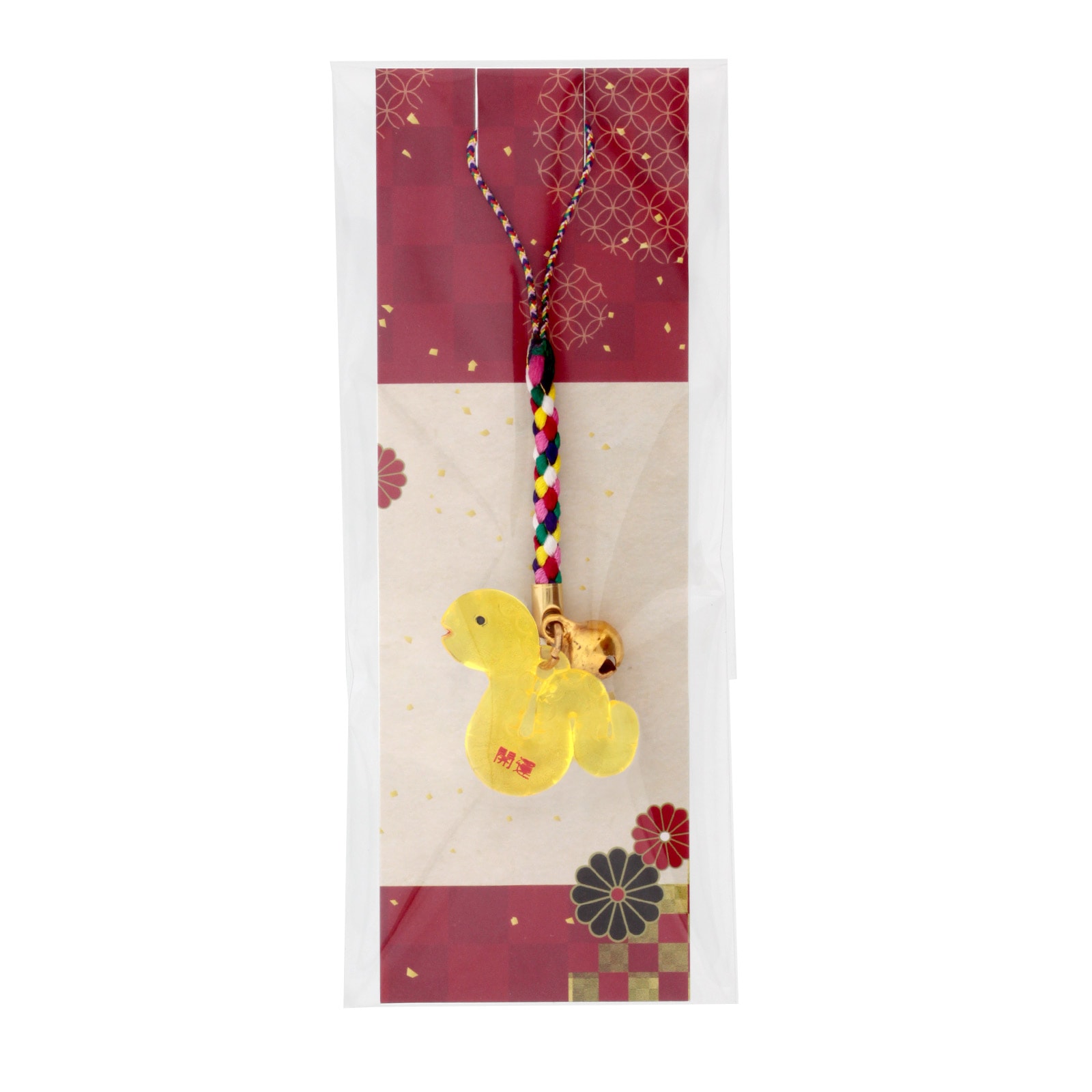 プラ干支 T （巳/へび） クリアイエロー 開運文字入り 6色根付紐 N6-SD 付き 完成品