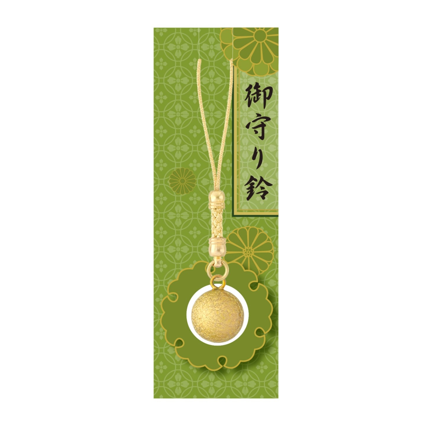 水琴鈴 丸型 チヂミ 金 クラウン根付紐 ゴールド 台紙付き 完成品