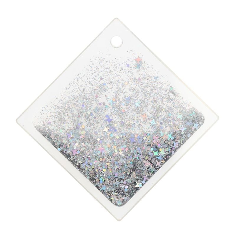 オイルインアクリルキーホルダー 50×50×5mm クリア 無地 パーツ/ボールチェーンセット/スタンドパーツセット