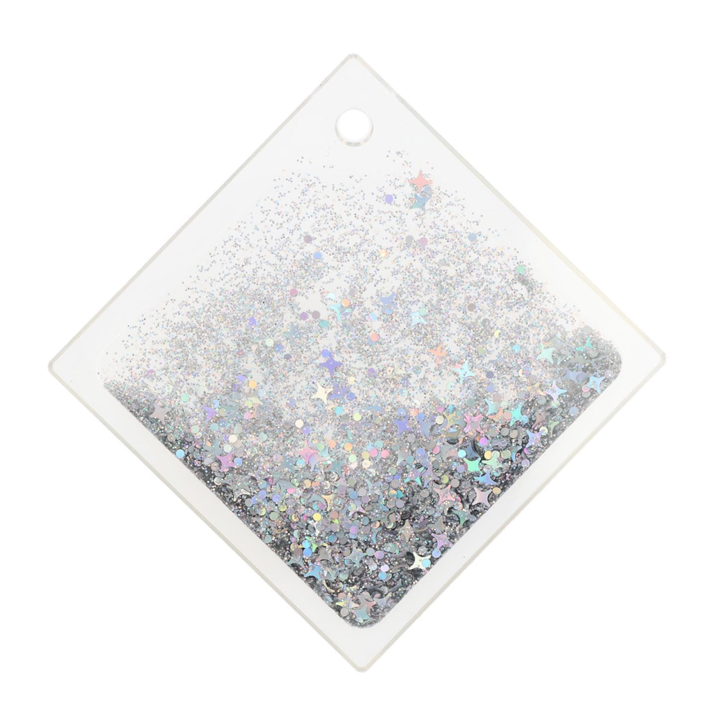 オイルインアクリルキーホルダー 50×50×5mm クリア 無地 パーツ/ボールチェーンセット/スタンドパーツセット