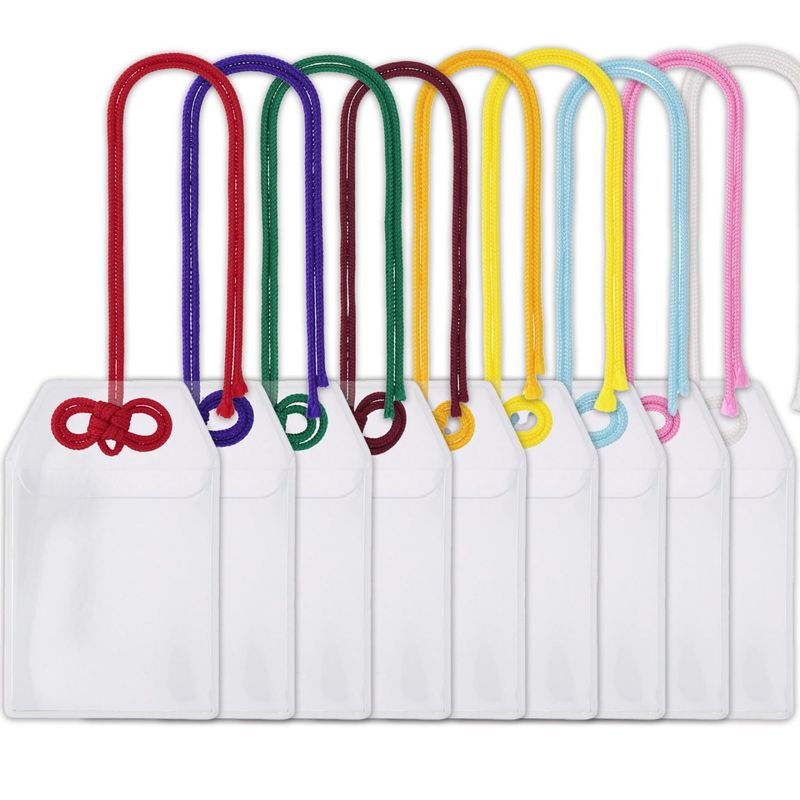 フォトカードホルダー お守り型(大)×めがね結びセット 選べるカラー 赤/紫/緑/茶/橙色/黄色/水色/桃色/白