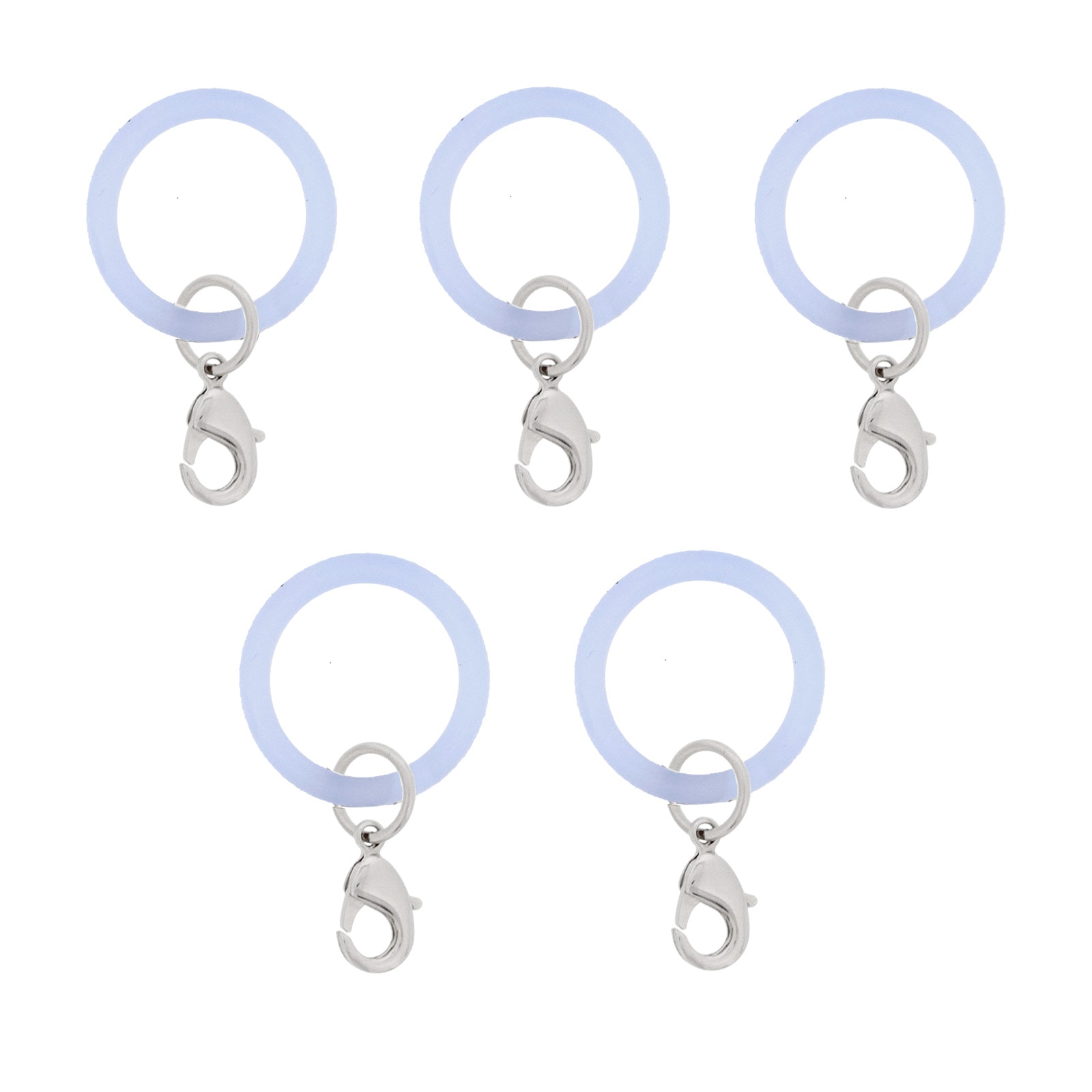 アンブレラマーカー 持ち手タイプ カニカンフック付き シルバー 5個セット サックスブルー【在庫限り】