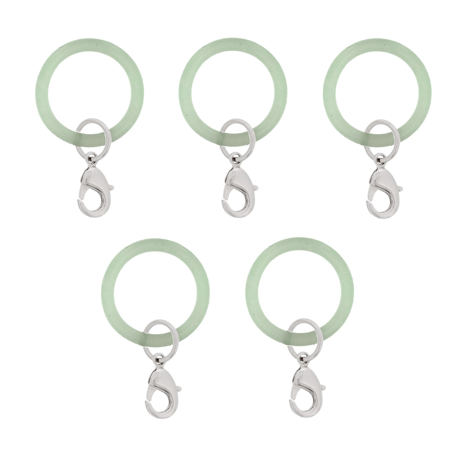 アンブレラマーカー 持ち手タイプ カニカンフック付き シルバー 5個セット モスグリーン【在庫限り】