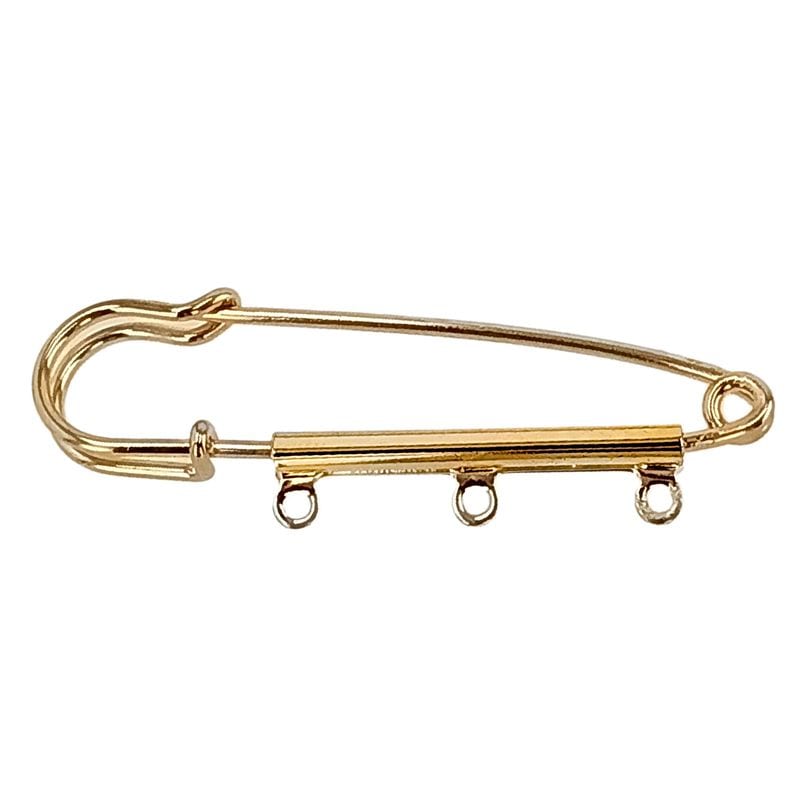 ◇ピンバッチ金具◇ カブトピン 3カン 48mm ゴールド【在庫限り