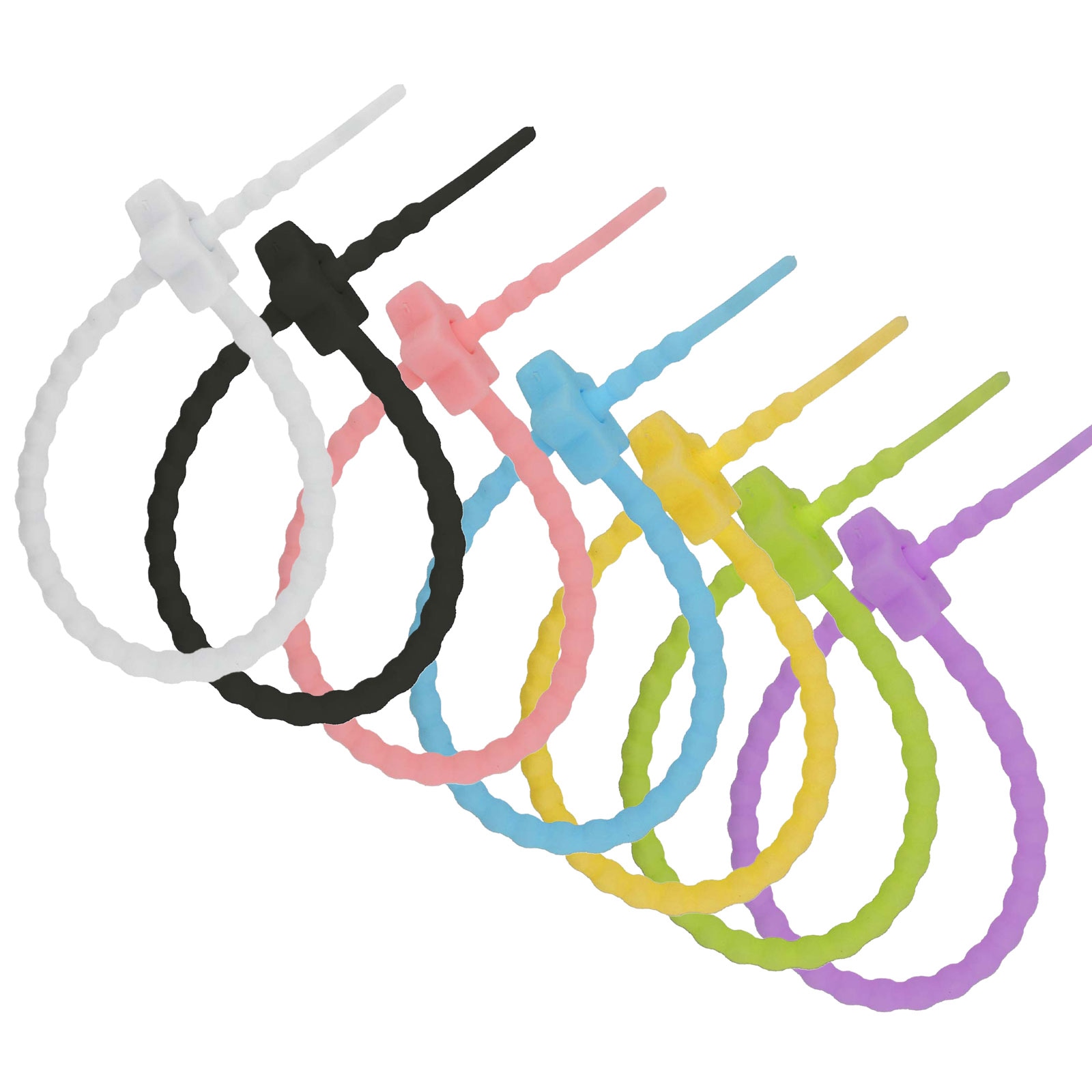 【全色1本お試しセット】カラーループ 星型 (ホワイト/ブラック/ピンク/ブルー/イエロー/グリーン/パープル)