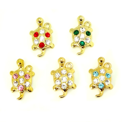 ◆縁起物 お守りチャーム◆ 亀 石入り 裏面「福徳長寿」刻印入り PG