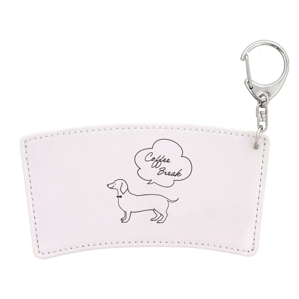 デザイン カップスリーブ 合皮レザー製 ホワイト 犬（いぬ）