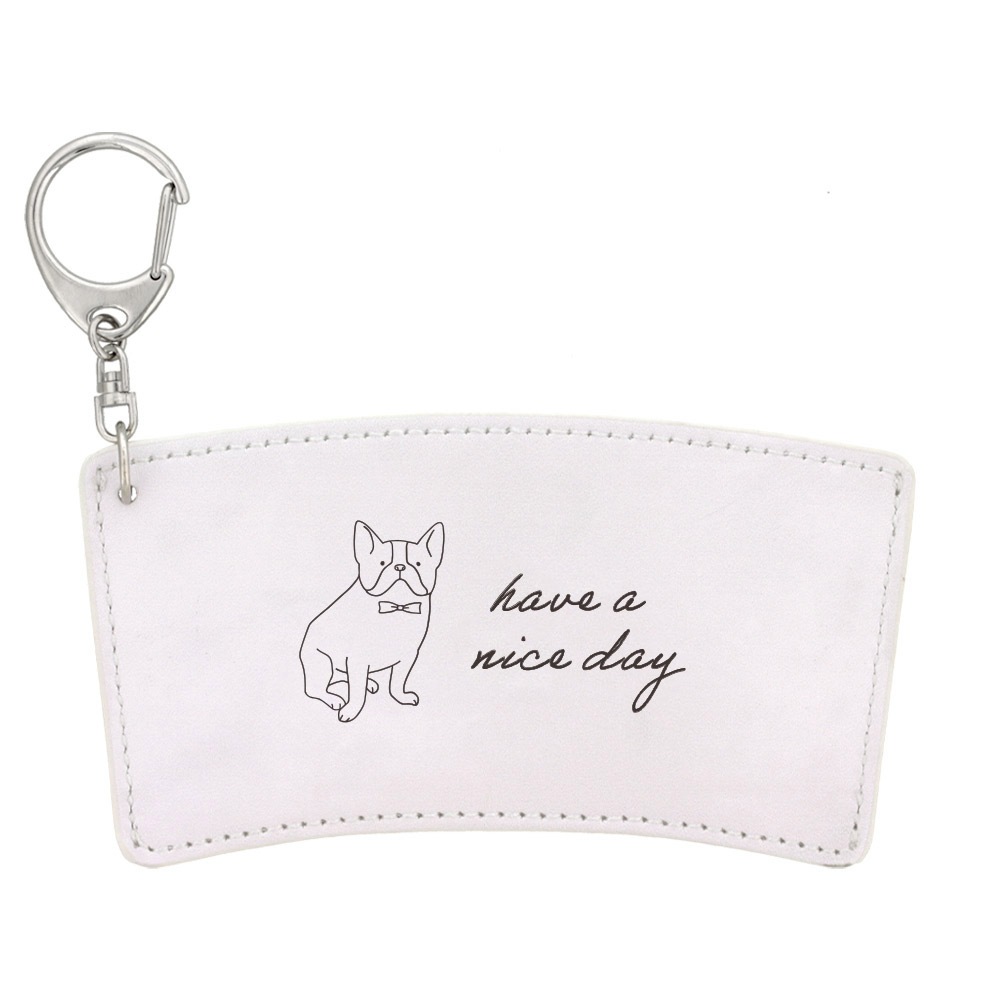 デザイン カップスリーブ 合皮レザー製 ホワイト 犬（いぬ）