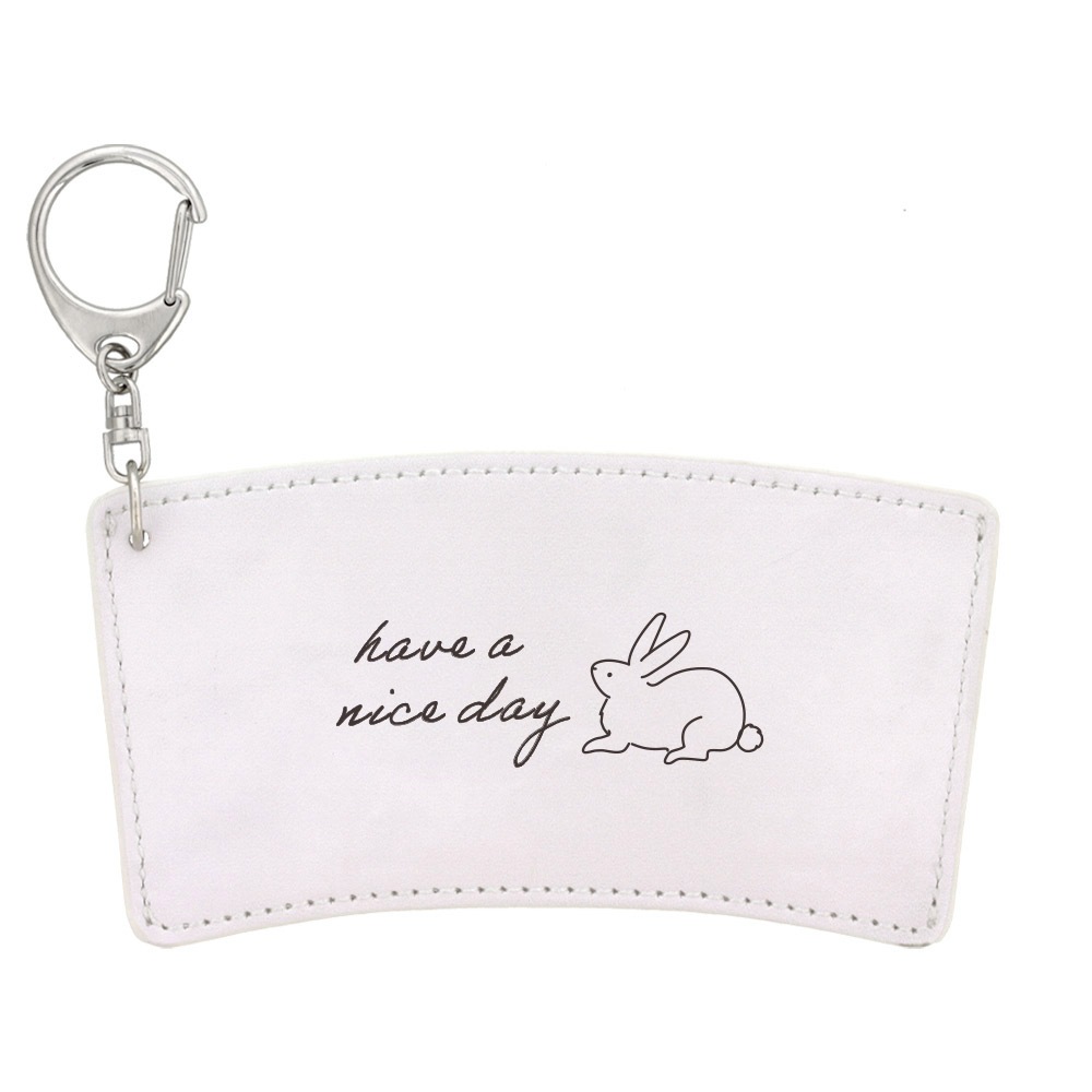 デザイン カップスリーブ 合皮レザー製 ホワイト うさぎ